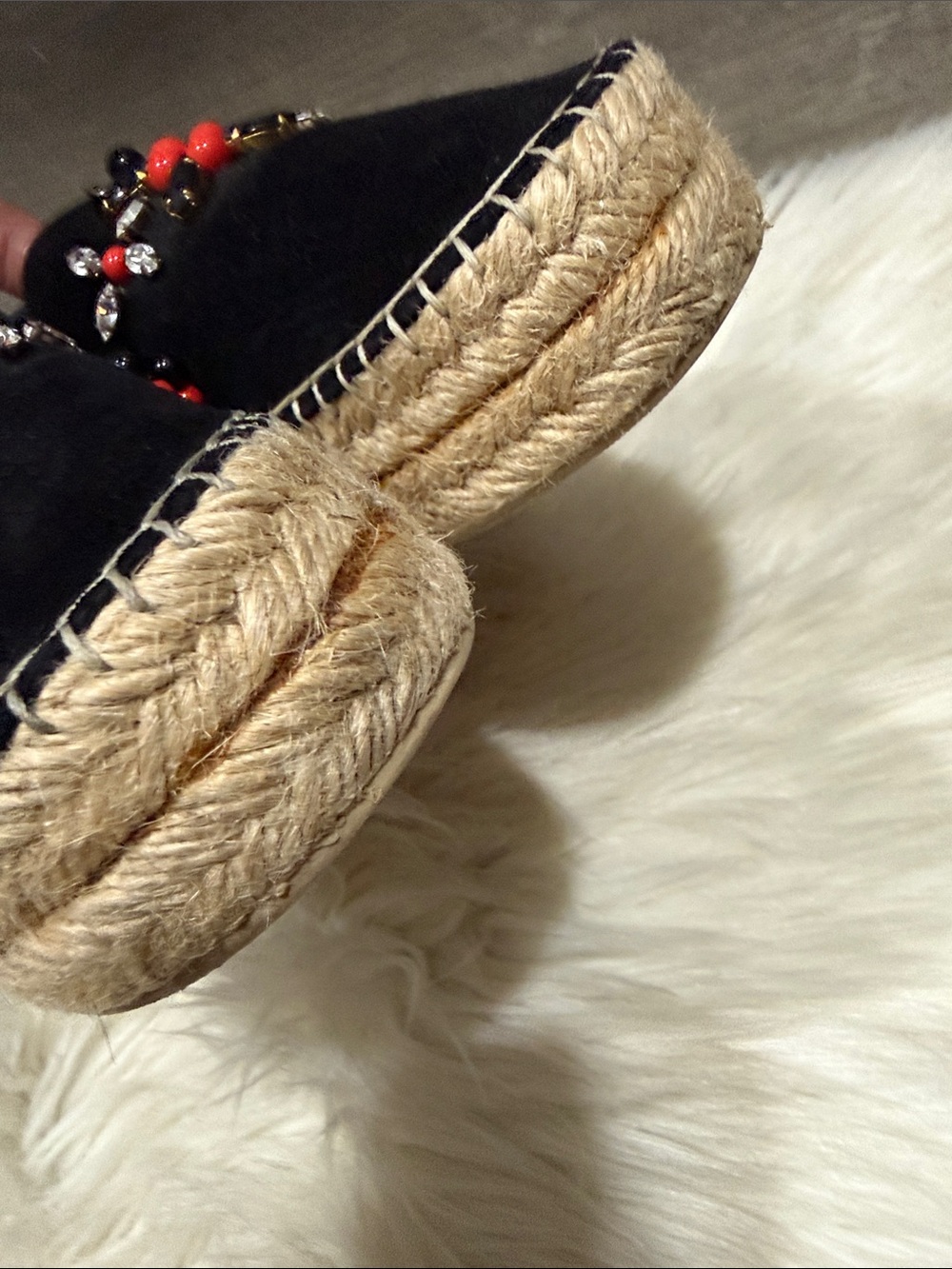 LOUIS VUITTON Front Pier Black Suede Crystal Embellished Espadrilles - Picture 13 of 16